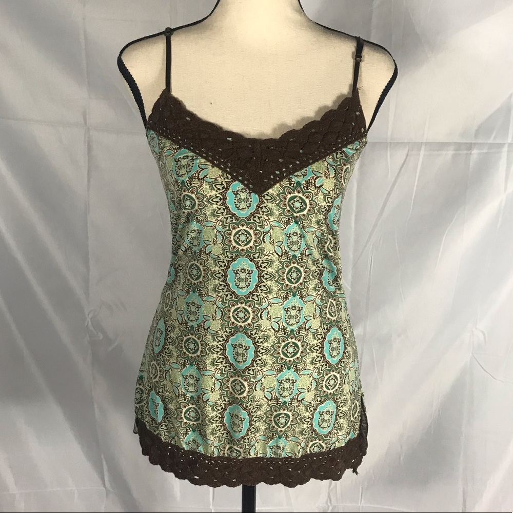 Lace trimmed, Multi-colored Tank Top